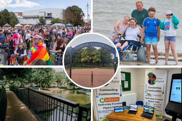 The five projects, from top, left: East Coast Pride, Beach Ability, Tower Gardens, Tower Gardens again (centre) and Lincs Digital.