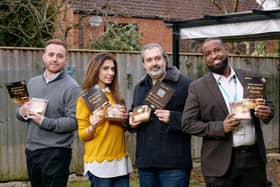 L-R Pete Newton (UKSE), Anum Siddiqu and Usman Siddiqui (We Do Cheesecakes), Abdi Farah (Invest in North Lincolnshire)