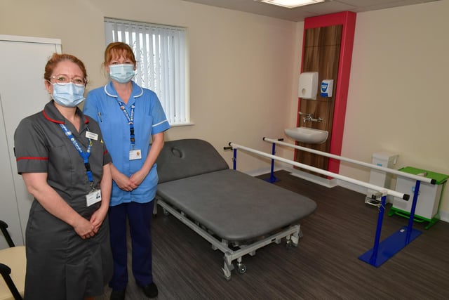 Kerry Bareham, nurse consultant, and Sue Thurston, staff nurse, in one of the Therapy Rooms.