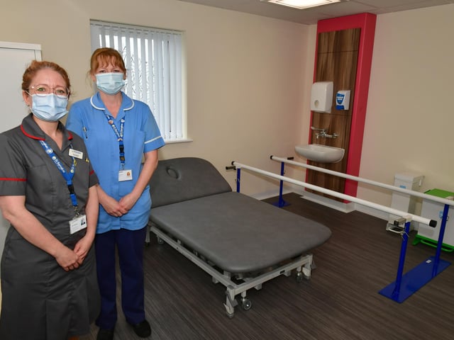 Kerry Bareham, nurse consultant, and Sue Thurston, staff nurse, in one of the Therapy Rooms.