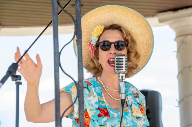 Singer Jayne Darling performing at Jubilee Park.