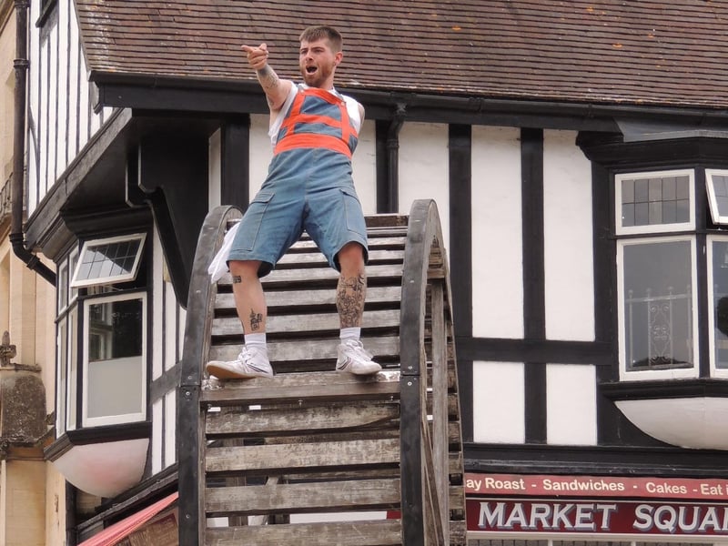 The Giant Wheel by Autin Dance theatre perform stunts in the Market Place.