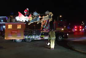 Father Christmas sleighs 'em on his fantastic charity musical tour of Sleaford with the fire service.