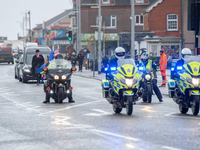 Jack Quinn's funeral procession drives through Mablethorpe. Photos: John Aron Photography