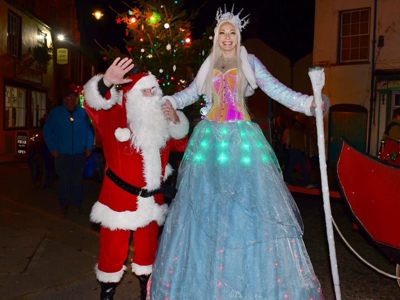 Santa and the Princess in Alford Town Centre.