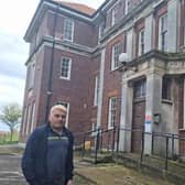 Taj Bola outside the former Skegness Town Hall which he plans to convert into a hotel.