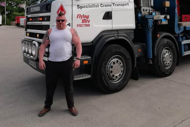 Lincoln strongman Dave Johnson who is taking on a lorry pull challenge to raise funds for Gainsborough-based suicide prevention charity, the Bearded Fishermen.