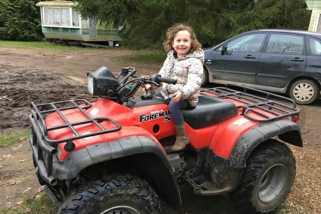 Amber Morrell with the quad bike stolen from Tattershall farm park.