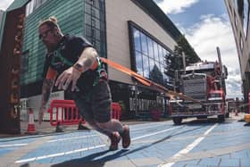 Ryan Linley pictured pulling one of the Clive Shaw Trucking vehicles at a previous fundraising event.