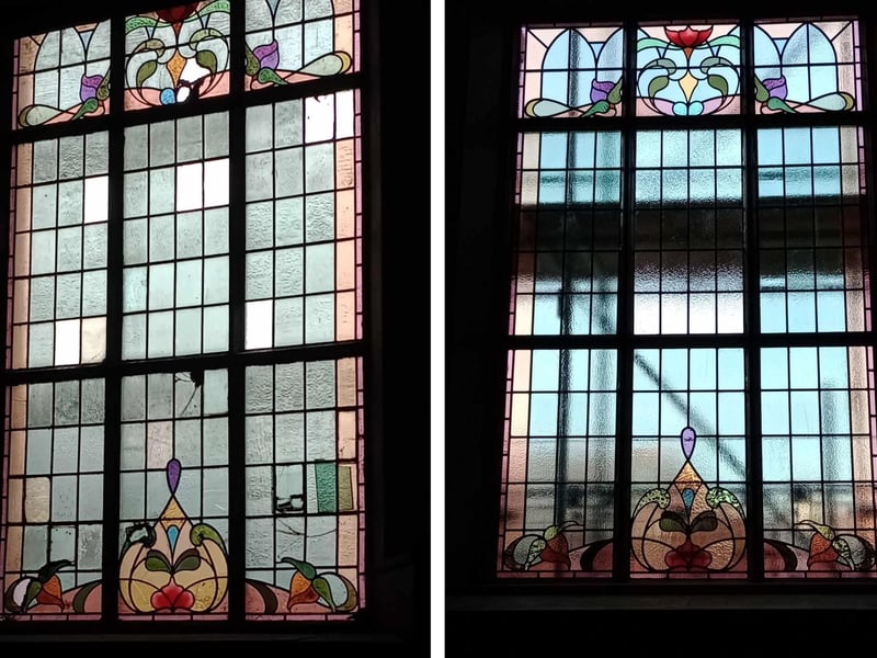 Restoration work to the window in The Old Chapel.