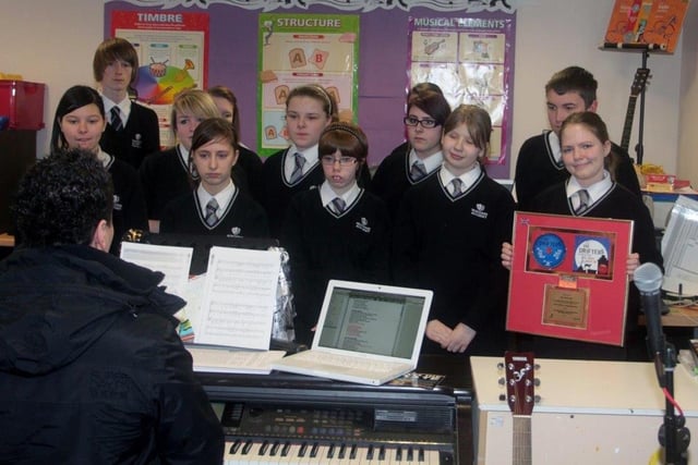 Skegness Academy pupils had been given the chance to perform with US vocal group The Drifters 10 years ago. Here, they are in rehearsals.