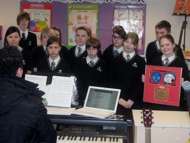 Skegness Academy pupils had been given the chance to perform with US vocal group The Drifters 10 years ago. Here, they are in rehearsals.