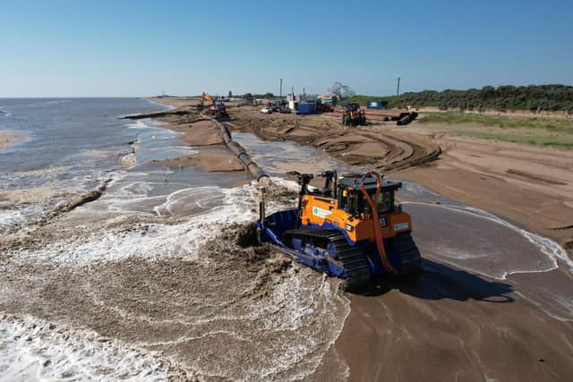 Work by the Environment Agency on the beach near Skegness. Photo: Environment Agency