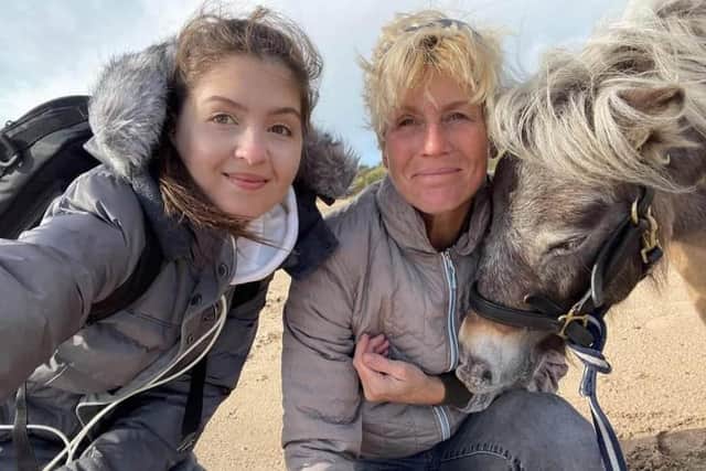 Evie Toombes with her mum, Caroline.