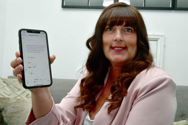 Vicky Strange with the offensive email she accidentally received from Gleeson Homes.