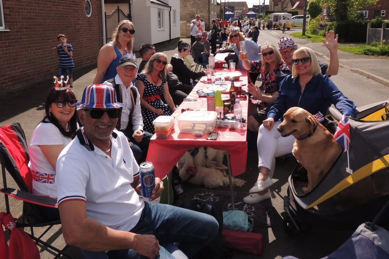 Metheringham's coronation street party stretching down Fen Road.