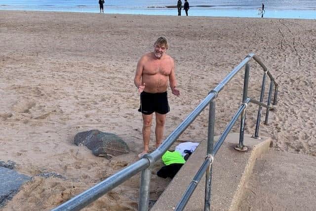 Jeremy having realised the North Sea was colder than he thought.