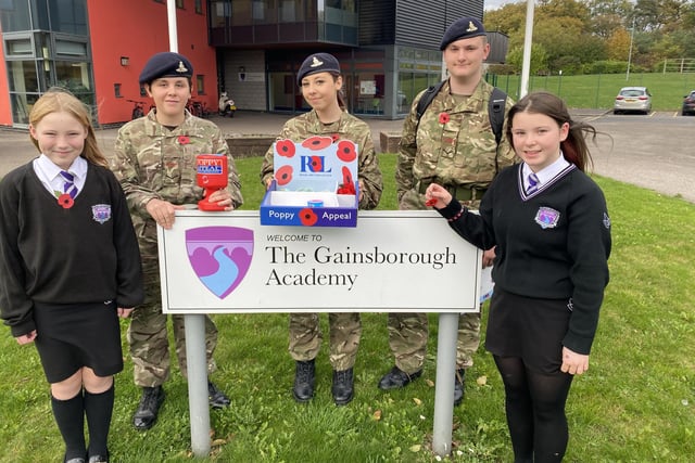 Army Cadet students at The Gainsborough Academy helped sell poppies