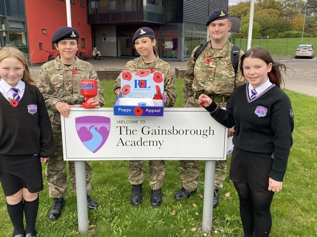 Army Cadet students at The Gainsborough Academy helped sell poppies