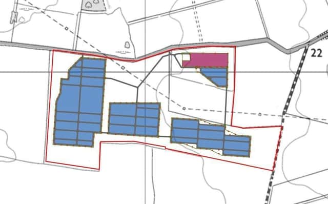 Proposed layout of Brant Energy Storage project, Hill Rise, Coleby, North Kesteven (from planning documents). Credit: Navenby Energy Ltd