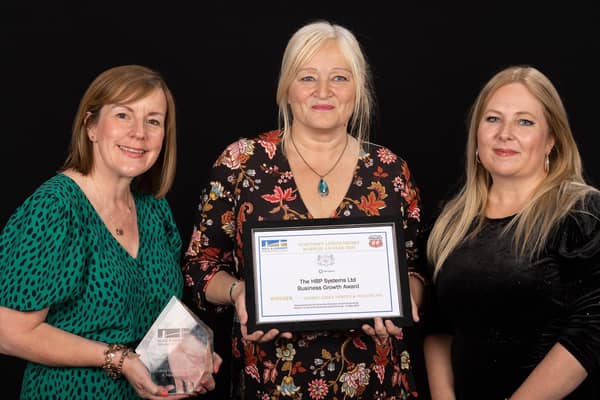 Pictured from left: Lindsey Lodge Business Manager Kay Fowler; Operational Matron Karen Andrew and Fundraising Manager Kirsty Walker pictured with their Award.