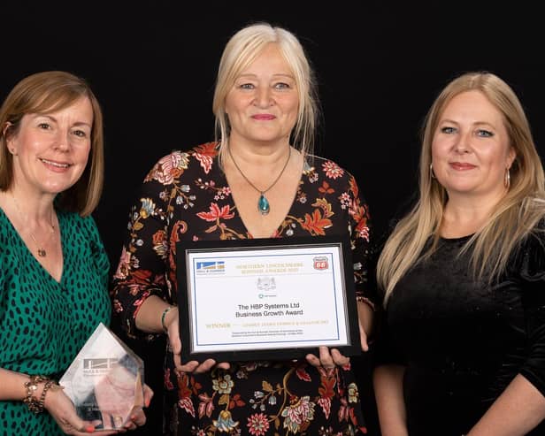 Pictured from left: Lindsey Lodge Business Manager Kay Fowler; Operational Matron Karen Andrew and Fundraising Manager Kirsty Walker pictured with their Award.