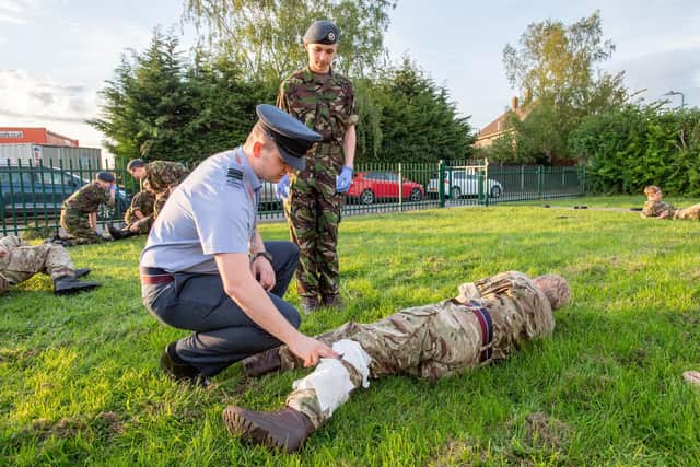 A first aid demonstration.