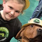 Eight-year-old Paige Bavin, of Bardney, raising money with conservation dog Rocket at Crufts.