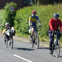 Pictured from Left to right Gainsborough Aegir Cycling Club members Dave Jacklin, Geoff Garner, and Daniel Nicholson heading out of Beckingham.
Picture by Trevor Halstead