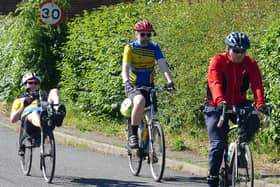 Pictured from Left to right Gainsborough Aegir Cycling Club members Dave Jacklin, Geoff Garner, and Daniel Nicholson heading out of Beckingham.
Picture by Trevor Halstead