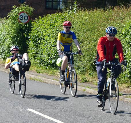 Pictured from Left to right Gainsborough Aegir Cycling Club members Dave Jacklin, Geoff Garner, and Daniel Nicholson heading out of Beckingham.
Picture by Trevor Halstead