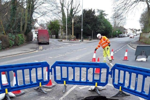 The mystery sink hole in Gosberton, pictured last week before works began.