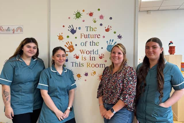 Rachel with some of her team Charlotte, Ellie and Roxy.