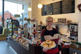 Mette with her scones in Cream Cafe which has now been open for 15 years