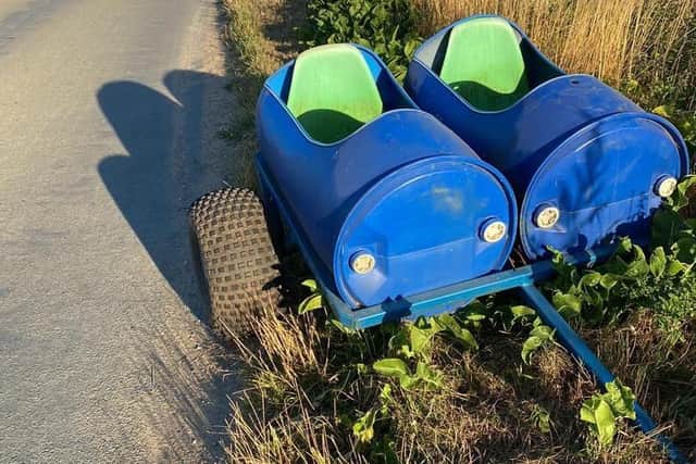 The barrell trains stolen from Tattershall farm park dumped.