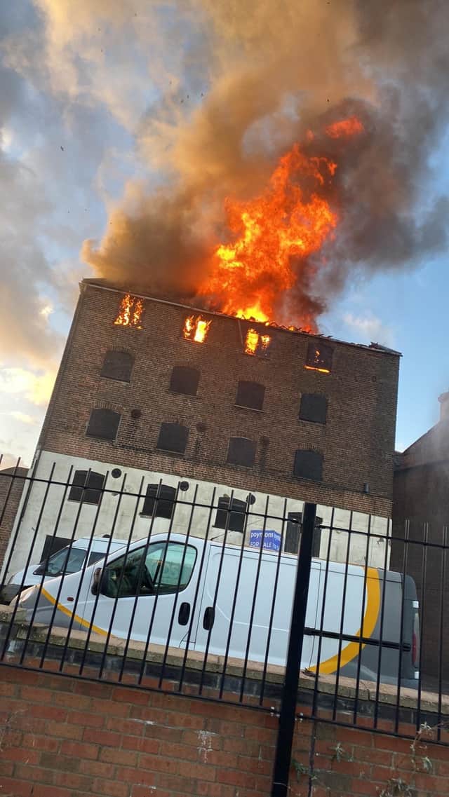 The fire in London Road, Boston.