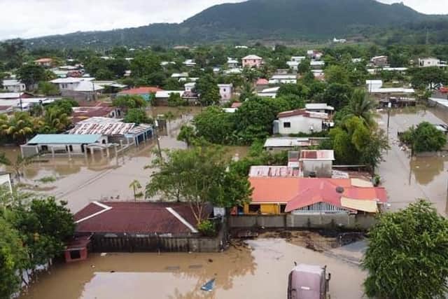 A flooded community in Honduras following two hurricanes last month.