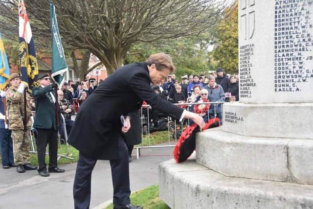 MP for Boston and Skegness Richard Tice laying a wreath in Skegness.
