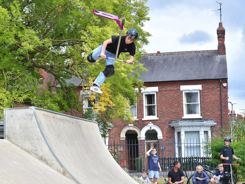 A rider takes to the air.