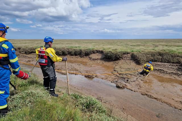 The Coastguard rescue team in action at Saltfleet.