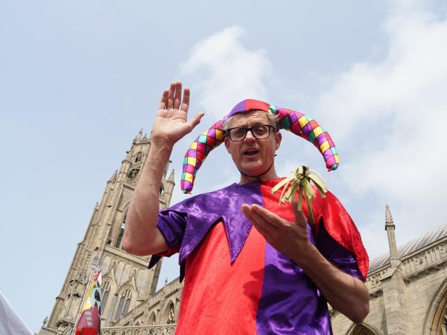 A stilt-walking, juggling jester provided entertainment on the day.