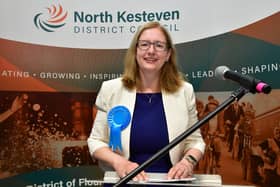 Delight Dr Caroline Johnson accepts her hold of the Sleaford and North Hykeham seat after the announcement of results.
