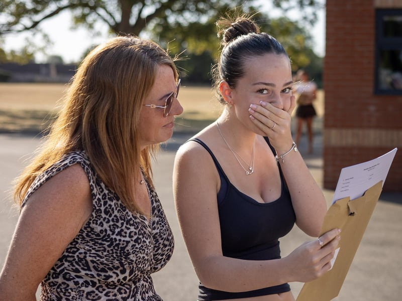 Pupils at Queen Elizabeth Grammar School in Alford with their results.