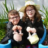 Tristan Burbanks-Bath, 5, and Andie Burbanks-Bath, 8, of Louth enjoying the egg hunt at the Louth Youth & Community Centre. Photos: D.R.Dawson Photography