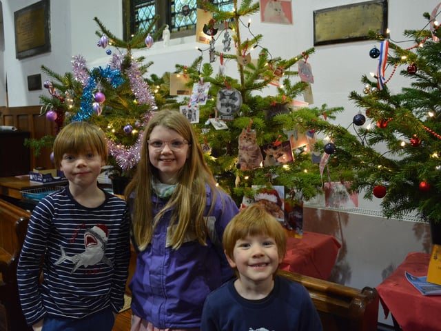 Bonnie, Abel and Archer Scott enjoyed looking at the Christmas trees