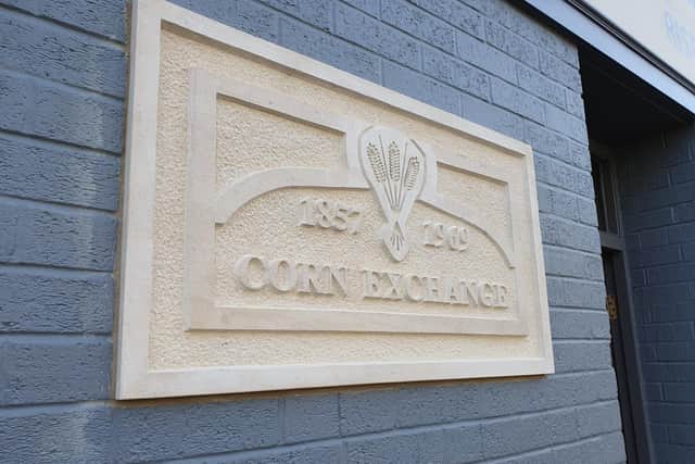 A new plaque marks the location of the former Corn Exchange in the Market Place.