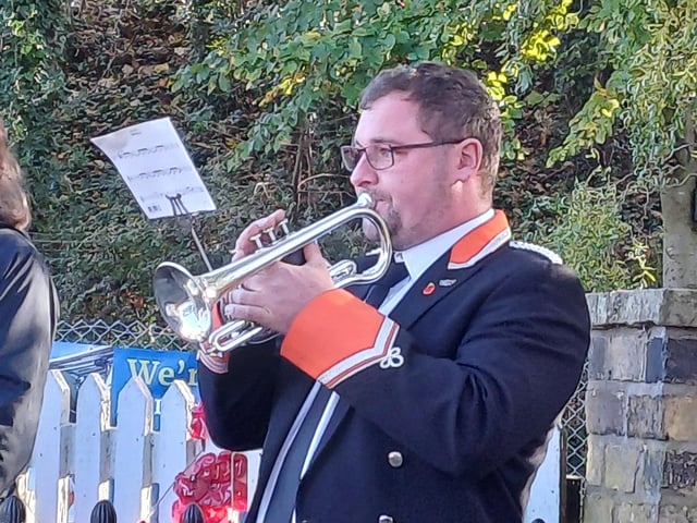 Rob Tinker, Market Rasen Band chairman and principal cornet, played the Last Post