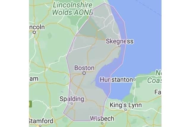 The area of east Lincolnshire that the radio team hope to broadcast to.