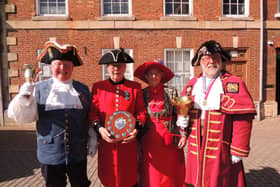 The winners. From left - Mike Wabe (3rd), Roy Palmer (1st), his consort Sandra Kettlewell, and Steven Holt (2nd).