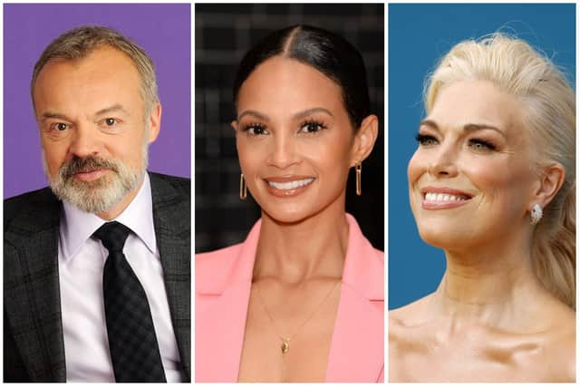 Graham Norton, Alesha Dixon and Hannah Waddingham are among the hosts